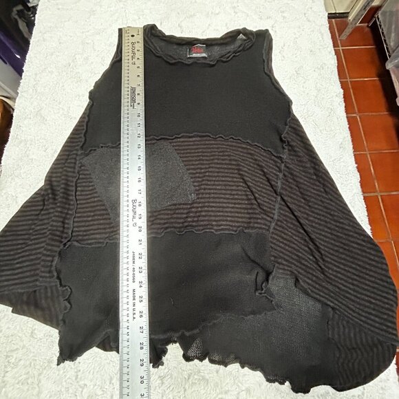 Prisa Collection Women Tunic Top Sleeveless Lagenlook Patchwork Black Brown Art - Picture 7 of 8